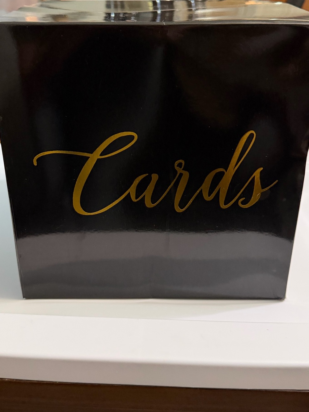 Elegant Black & Gold 'Cards' Box – Party Card Holder